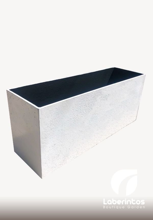 Maceta ecol&oacute;gica jardinera grande de material reciclado color blanco